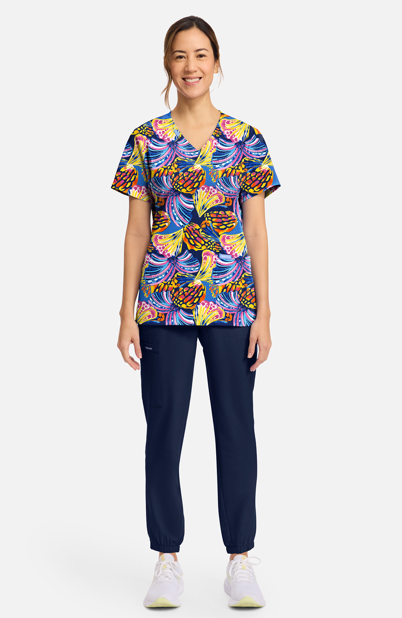Women's Winging It Print Scrub Top