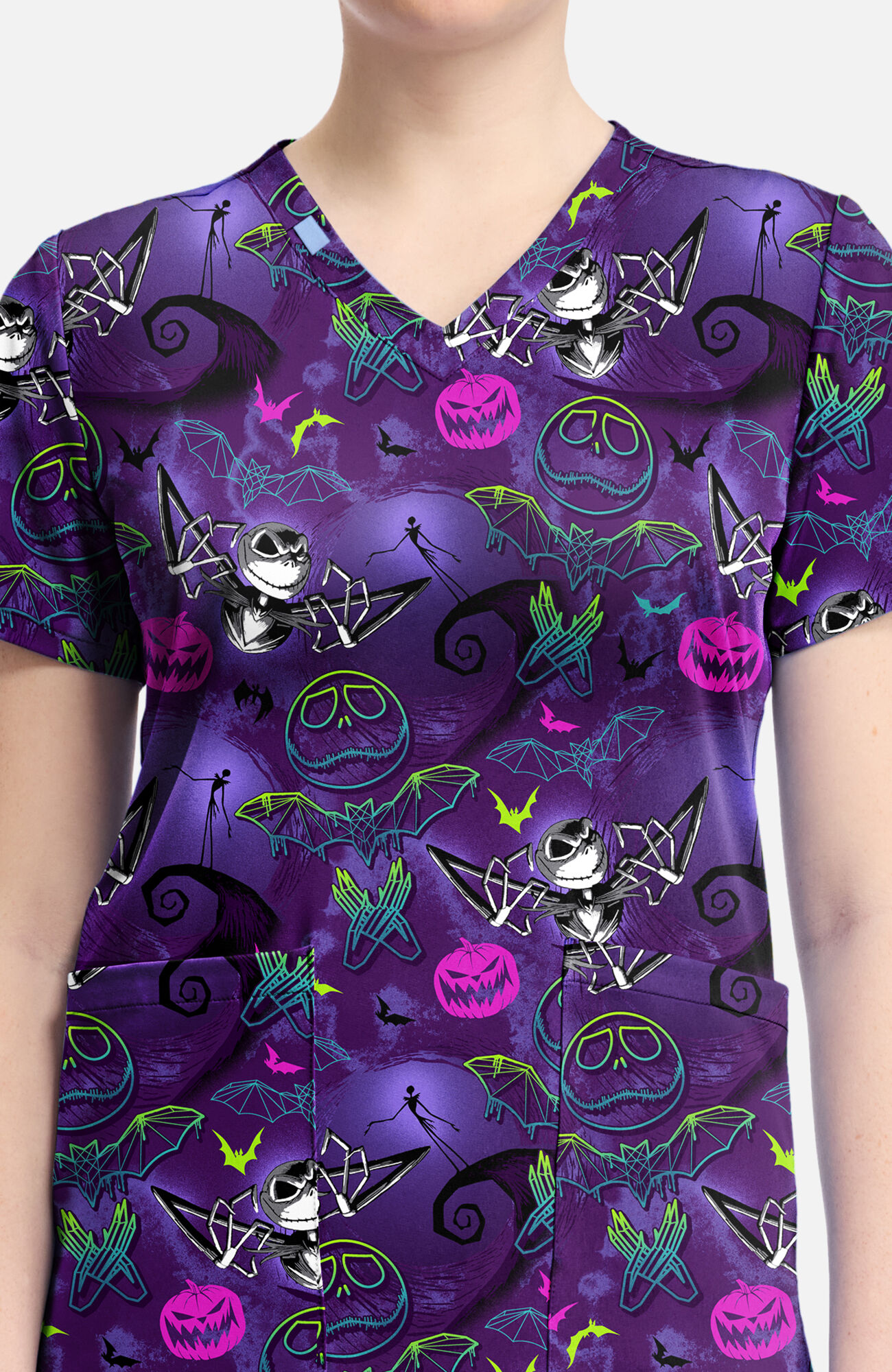 Women's Ghost-Like Charm Print Scrub Top, , large