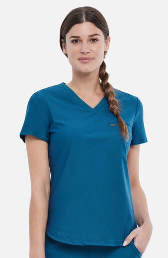 Women's Tuck-In Knit Mesh V-Neck Scrub Top Women's Tuck-In Knit Mesh V-Neck Scrub Top