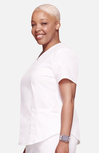 Women's 4-Pocket Shirttail V-Neck Scrub Top Women's 4-Pocket Shirttail V-Neck Scrub Top