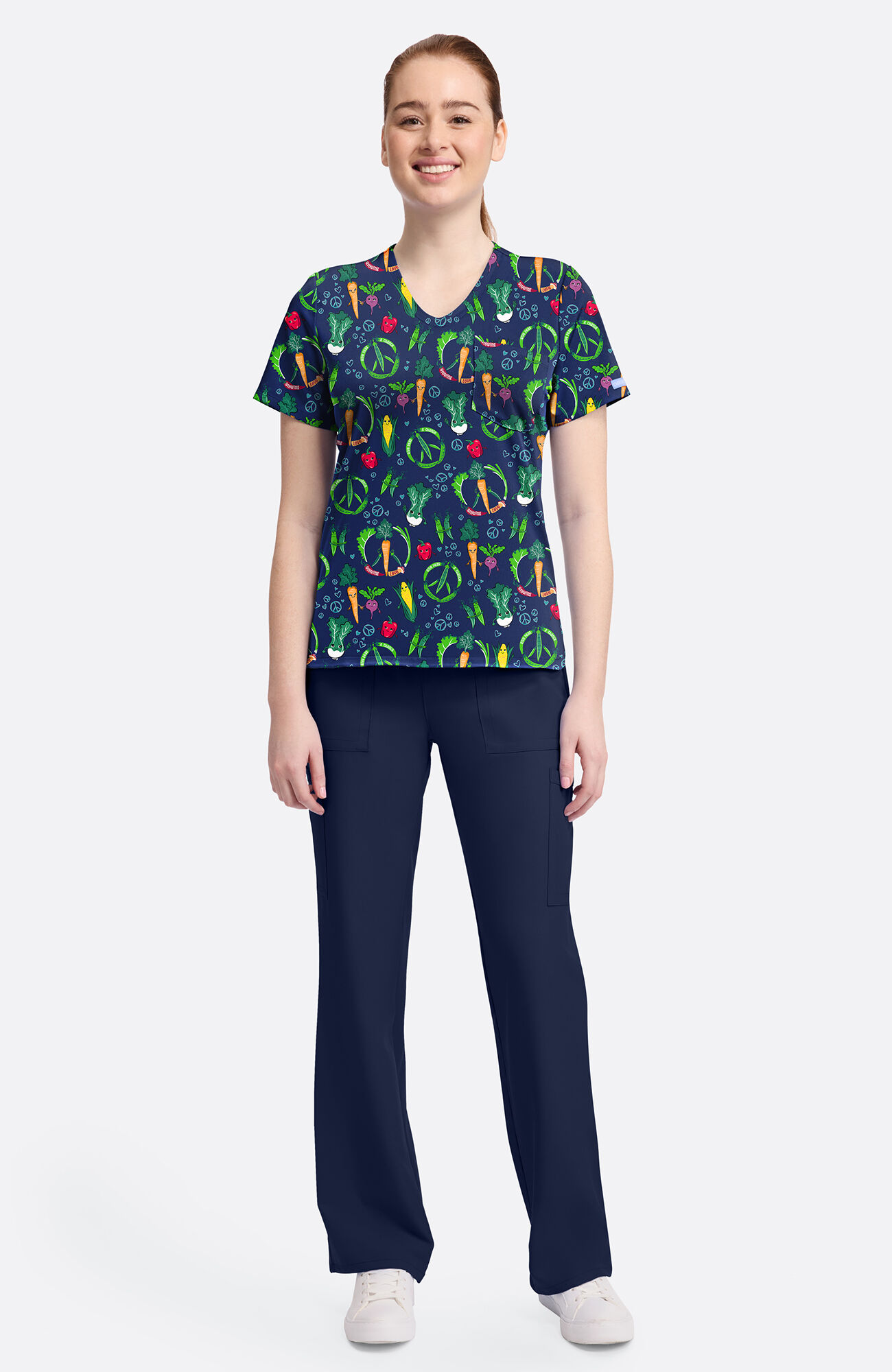 Women's Growing Love Print Scrubb Top