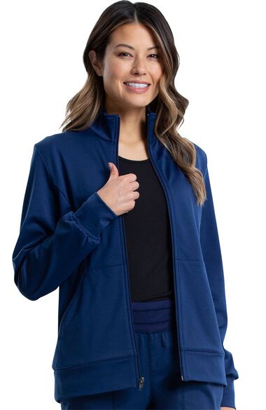 Women's Knit Solid Scrub Jacket, , large