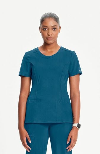 Women's Split Round Neck Solid Scrub Top Women's Split Round Neck Solid Scrub Top
