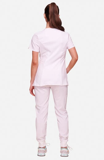 Women's Scrub Set: Split Round Neck Top & Tapered Jogger Pant Women's Scrub Set: Split Round Neck Top & Tapered Jogger Pant