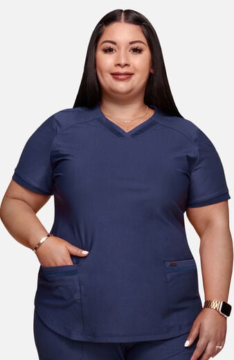 Women's Curved Hemline V-Neck Scrub Top Women's Curved Hemline V-Neck Scrub Top
