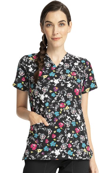 Clearance Women's Scroll For It Print Scrub Top, , large