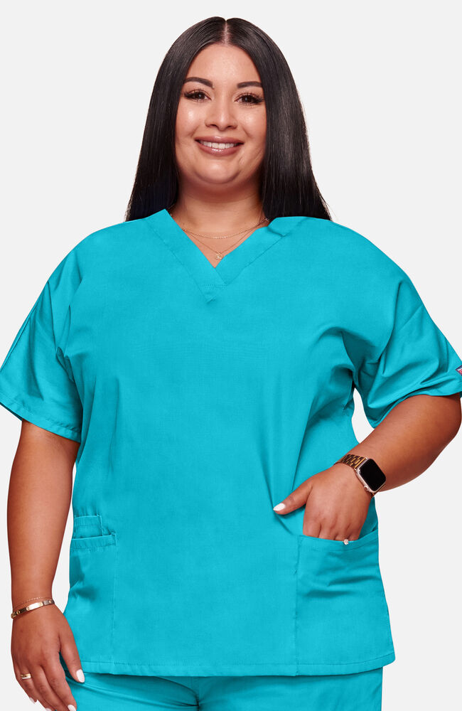 Teal blue shop scrub tops