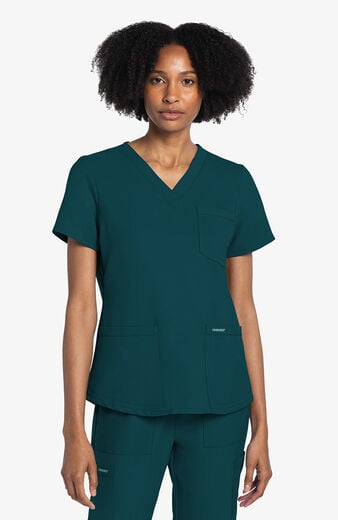 Women's 3-Pocket V-Neck Shirttail Scrub Top Women's 3-Pocket V-Neck Shirttail Scrub Top