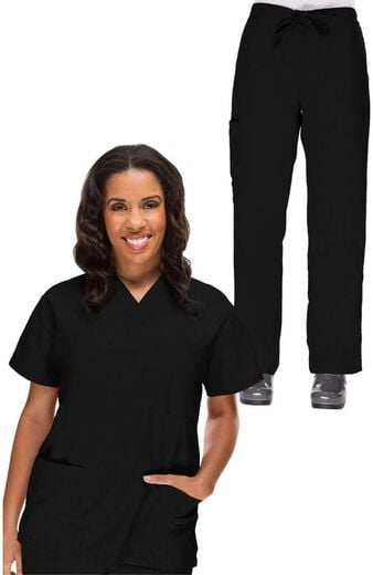 Women's Scrub Set: V-Neck Top & Drawstring Cargo Pant Women's Scrub Set: V-Neck Top & Drawstring Cargo Pant