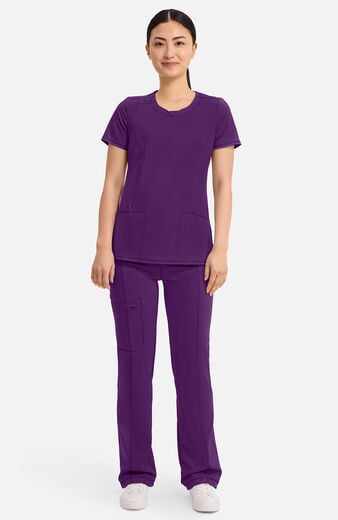 Women's Split Round Neck Solid Scrub Top Women's Split Round Neck Solid Scrub Top