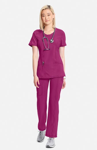 Women's Split Round Neck Solid Scrub Top Women's Split Round Neck Solid Scrub Top