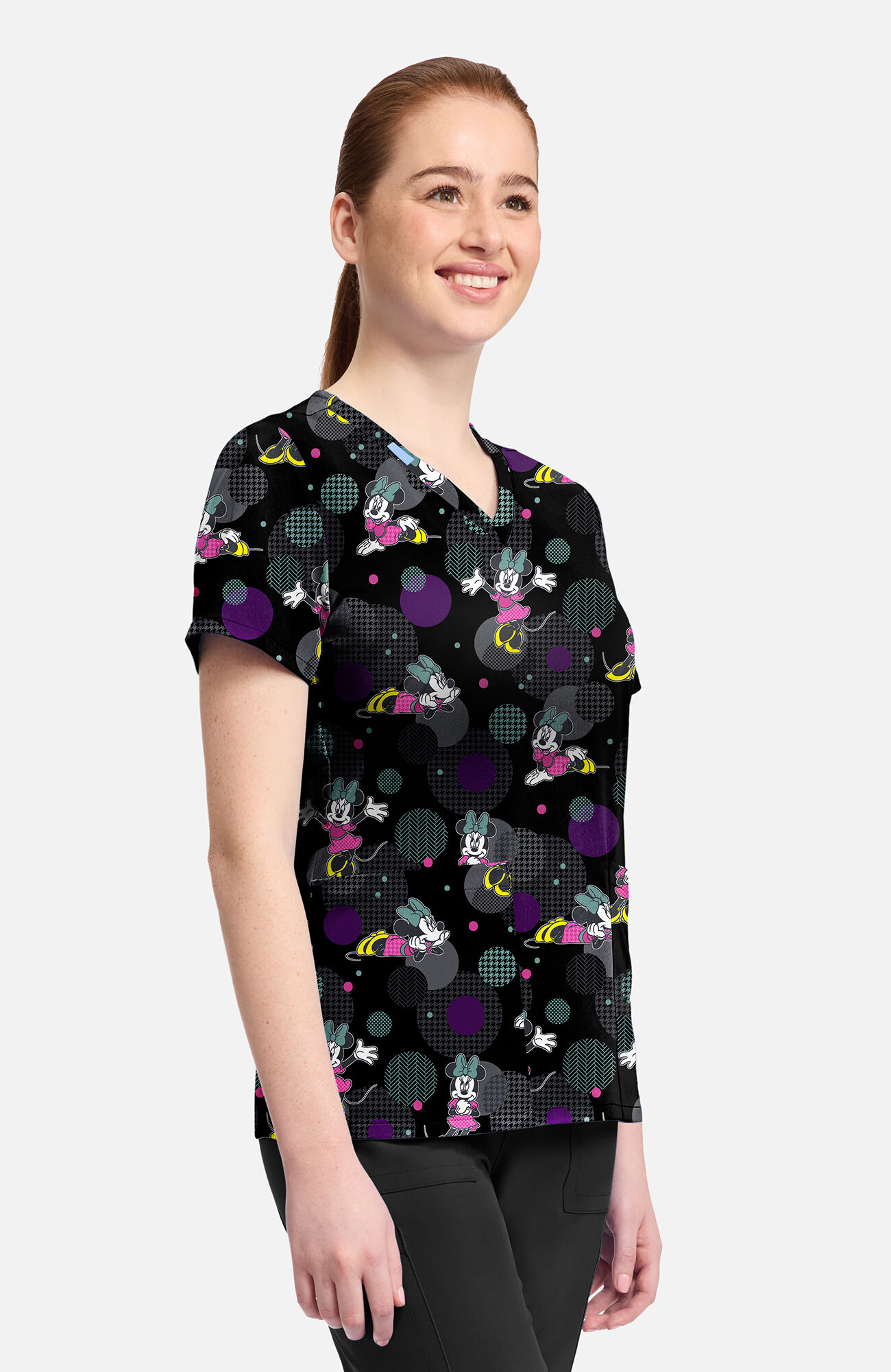 Women's Minnie Weave Your Dream Print Scrub Top, , large