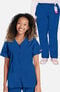 Women's Scrub Set: Snap Front Solid Top & Elastic Waistband Cargo Pant, , large