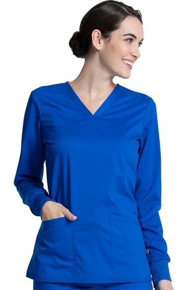 Clearance Women's Long Sleeve Solid Scrub Top, , large