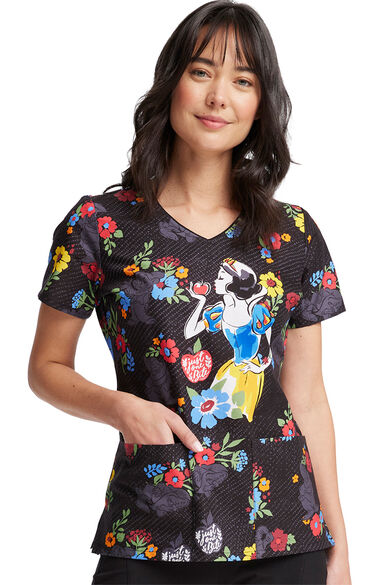 Clearance Women's Just One Apple Print Scrub Top, , large