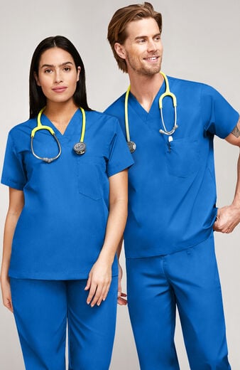 Unisex Chest Pocket V-Neck Scrub Top Unisex Chest Pocket V-Neck Scrub Top