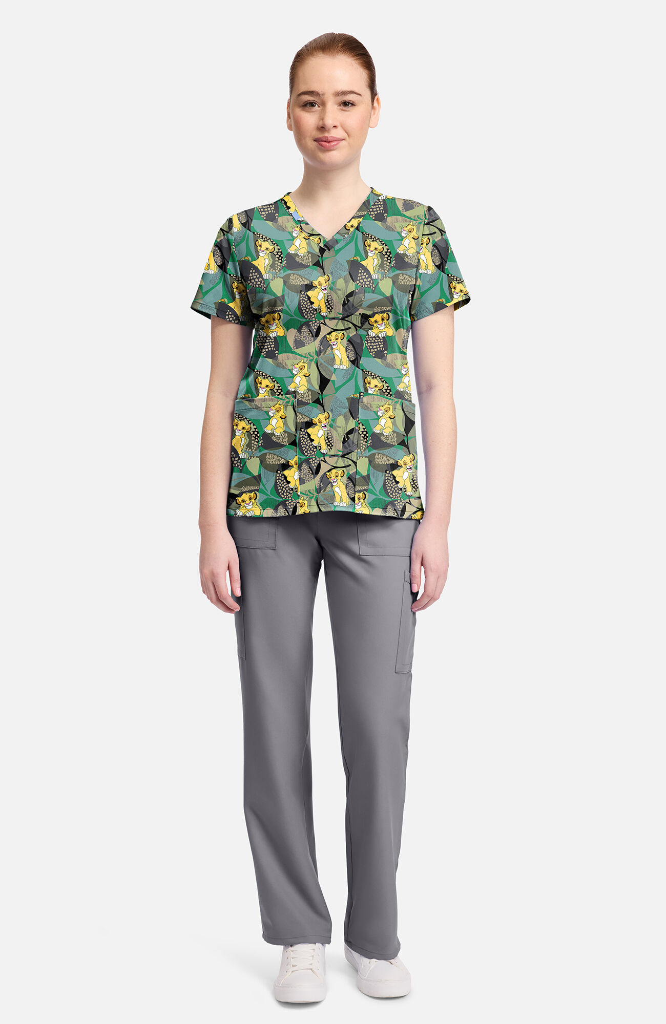 Women's Lion King Tropical Roar Print Scrub Top