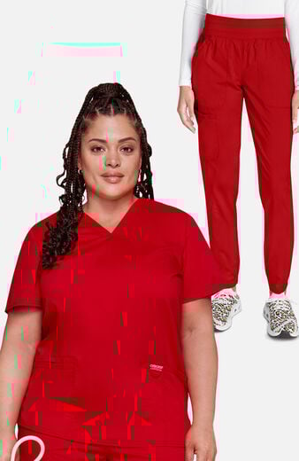 Women's Scrub Set: 3-Pocket V-Neck Stretch Top & Jogger Pant Women's Scrub Set: 3-Pocket V-Neck Stretch Top & Jogger Pant