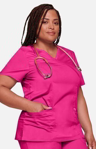 Women's Shaped 3-Pocket Mock Wrap Scrub Top Women's Shaped 3-Pocket Mock Wrap Scrub Top