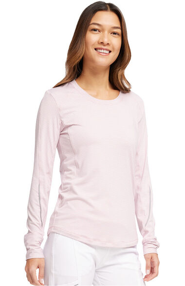 Clearance Women's Long Sleeve Solid Knit Underscrub T-Shirt, , large