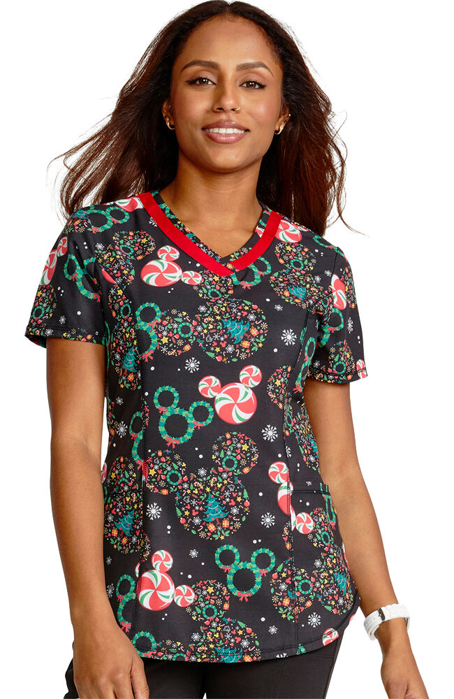 Womens holiday scrub tops clearance