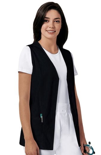 Women's Button Front Solid Scrub Vest Women's Button Front Solid Scrub Vest