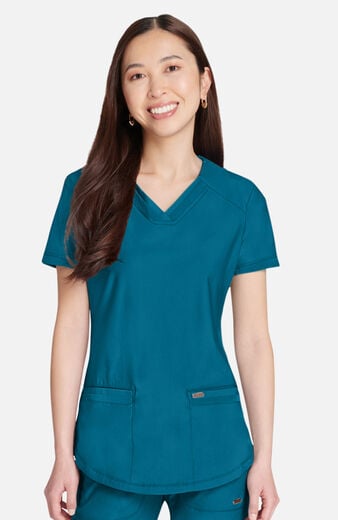 Women's Curved Hemline V-Neck Scrub Top Women's Curved Hemline V-Neck Scrub Top