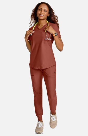 Women's Tuck-In Knit Mesh V-Neck Scrub Top Women's Tuck-In Knit Mesh V-Neck Scrub Top