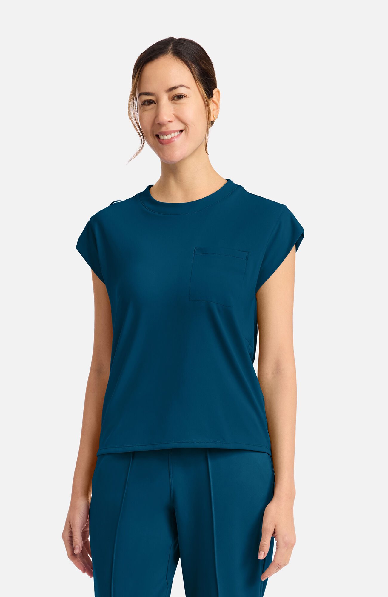 Women's Tuck-In Chest Pocket Crew Neck Scrub Top