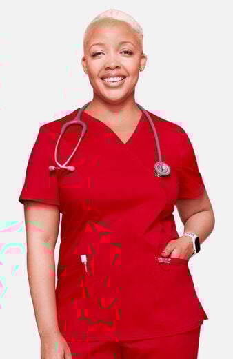 Women's Shaped 3-Pocket Mock Wrap Scrub Top Women's Shaped 3-Pocket Mock Wrap Scrub Top