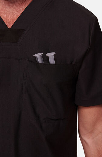 Men's Mesh Panel Chest Pocket V-Neck Scrub Top Men's Mesh Panel Chest Pocket V-Neck Scrub Top