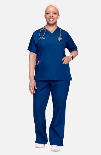 Women's Scrub Set: V-Neck Top & Flare Leg Drawstring Pant Women's Scrub Set: V-Neck Top & Flare Leg Drawstring Pant
