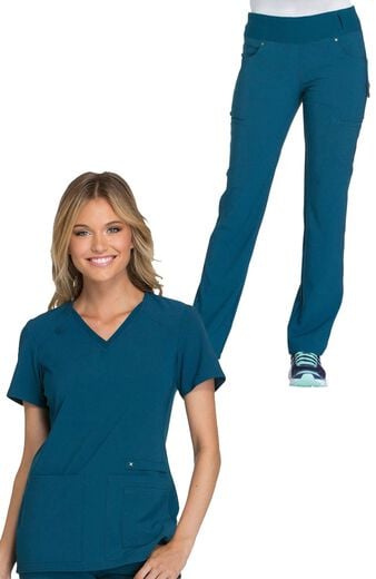 Women's Scrub Set: V-Neck Solid Top & Knit Waistband Pant Women's Scrub Set: V-Neck Solid Top & Knit Waistband Pant