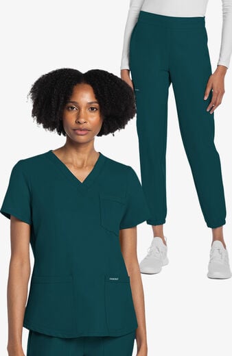 Women's Scrub Set: 3-Pocket V-Neck Shirttail Top & 5-Pocket Cargo Jogger Pant Women's Scrub Set: 3-Pocket V-Neck Shirttail Top & 5-Pocket Cargo Jogger Pant