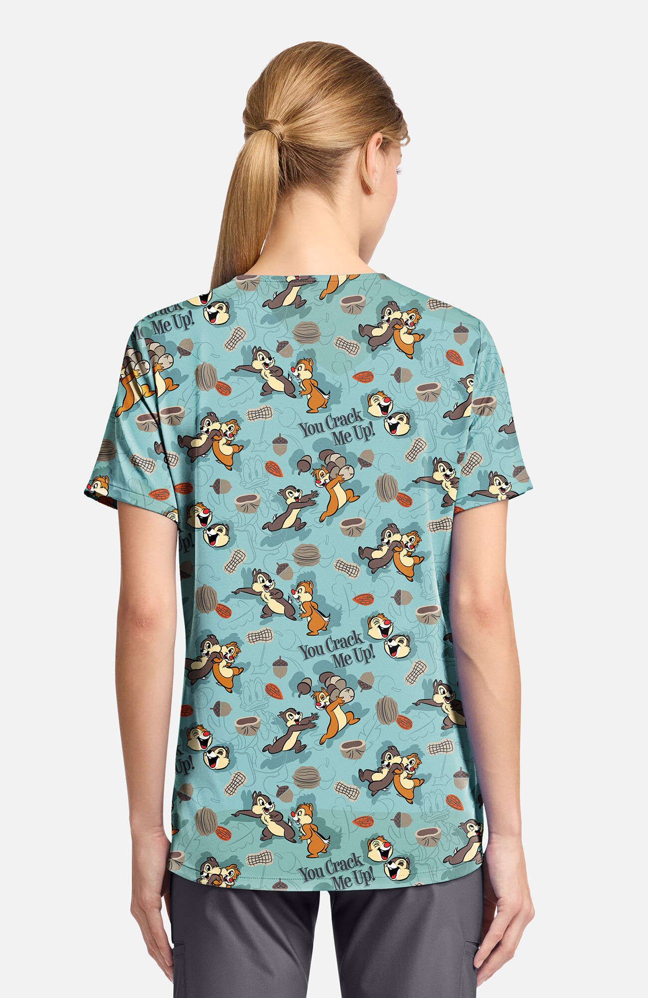 Women's Crack Me Up Print Scrub Top, , large