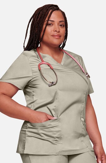 Women's Shaped 3-Pocket Mock Wrap Scrub Top Women's Shaped 3-Pocket Mock Wrap Scrub Top