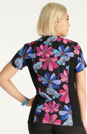 Women's Floral Flashback Print Scrub Top