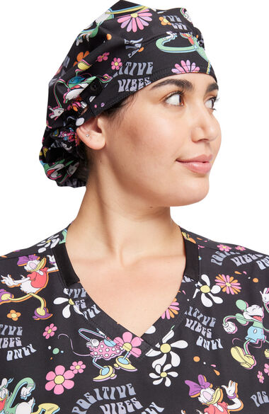 Women's Positive Vibes Print Bouffant Scrub Hat, , large