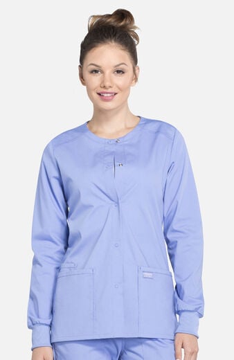 Women's Snap Front Warm-Up Solid Scrub Jacket Women's Snap Front Warm-Up Solid Scrub Jacket