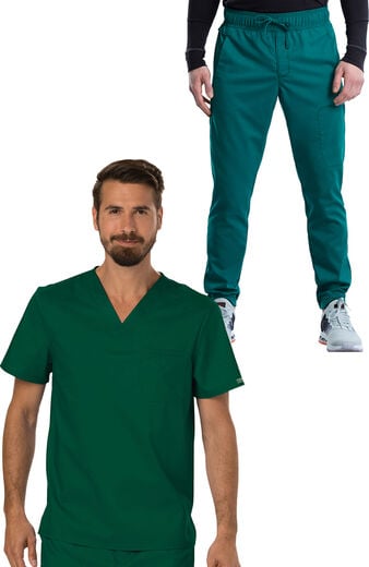 Men's Scrub Set: Chest Pocket V-Neck Top & Jogger Pant Men's Scrub Set: Chest Pocket V-Neck Top & Jogger Pant