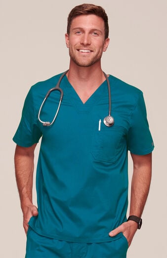 Men's V-Neck Chest Pocket Solid Scrub Top Men's V-Neck Chest Pocket Solid Scrub Top