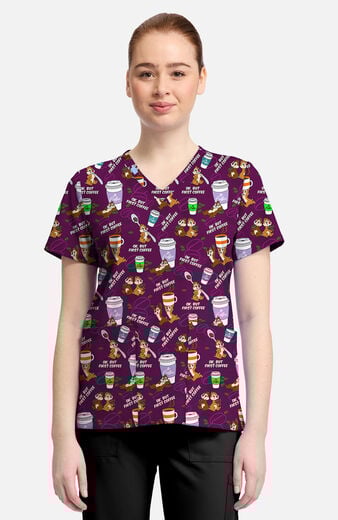 Women's But Coffee First Print Scrub Top Women's But Coffee First Print Scrub Top