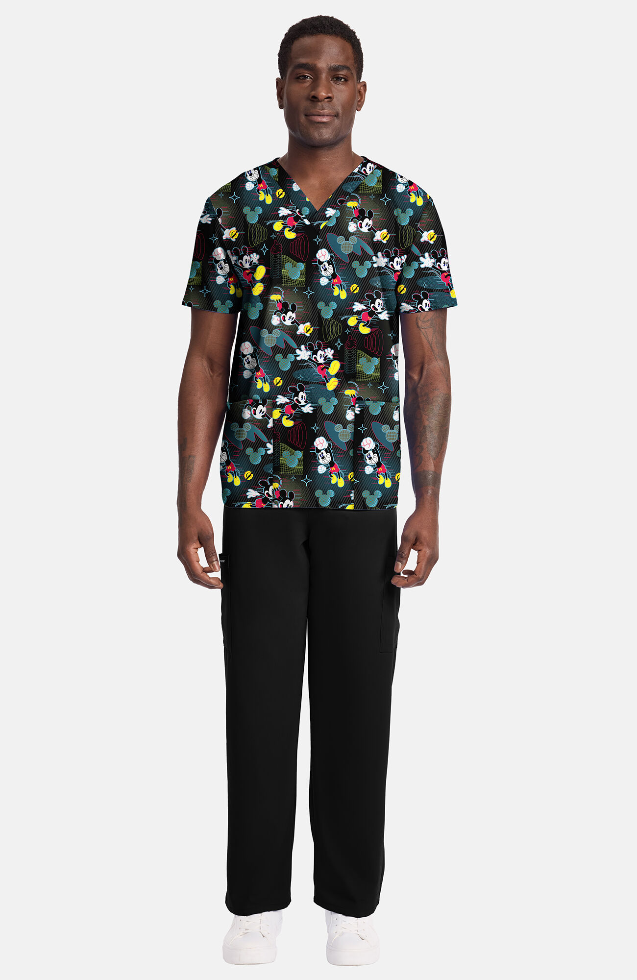 Men's Digital Mickey Print Scrub Top