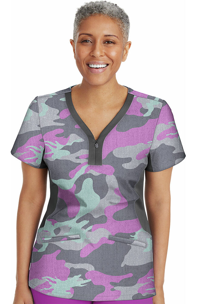 purple print scrub tops