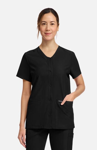 Women's 2-Pocket Snap Front V-Neck Scrub Top Women's 2-Pocket Snap Front V-Neck Scrub Top