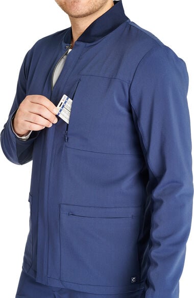 Men's 3 Pocket Zip Front Scrub Jacket, , large