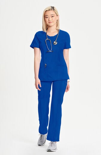 Women's Split Round Neck Solid Scrub Top Women's Split Round Neck Solid Scrub Top