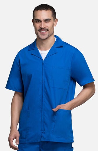 Men's Zip Front Short Sleeve Scrub Jacket