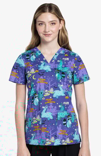 Women's Alpacalypse Print Scrub Top Women's Alpacalypse Print Scrub Top