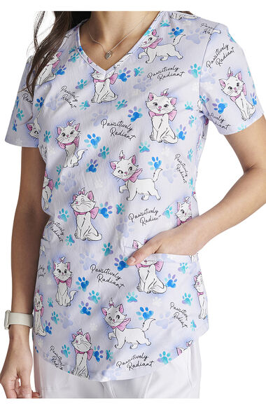 Clearance Women's Pawsitively Radiant Print Scrub Top, , large